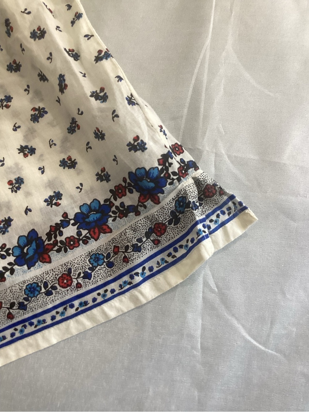 Point Sur Boho White Floral Peasant Blouse with Blue Border size large #17 - Picture 6 of 7